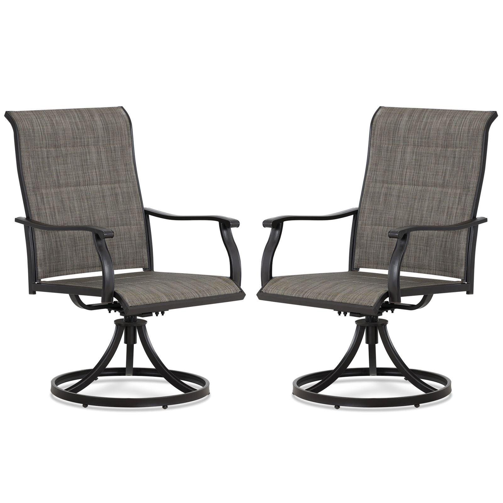 Outdoor 360-degree Swivel Dining Chairs Set of 2, Breathable, Durable High Back Textilene Chair - Aoodor